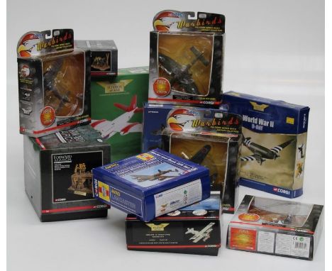 Ten assorted aeroplanes including Corgi Forward March, Warbirds, Aviation Archive etc