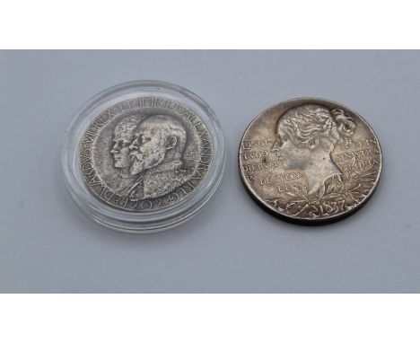 Queen Victoria 1897 Diamond Jubilee silver commemorative medal 1902 Edward VII and Alexandria silver commemorative medal of t