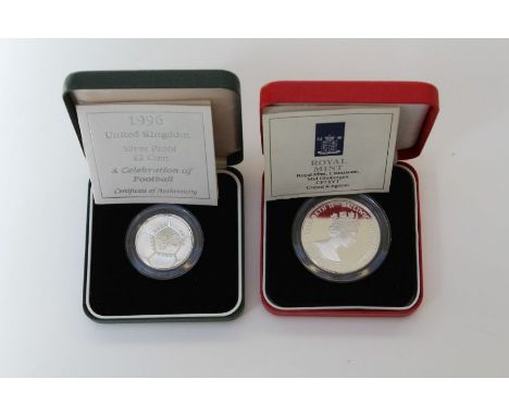 1990 Guernsey Two Pound silver proof coin The Queen Mother 90th birthday 1996 silver proof two pound coin A celebration of Fo