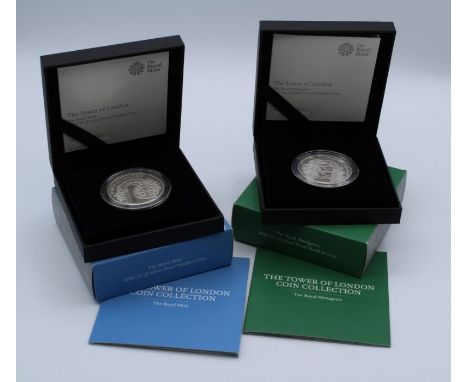 Tower Of London Coin collection both &pound;5 Silver Piedfort Proof Coin. The Royal Mint and The Royal Menagerie&nbsp;