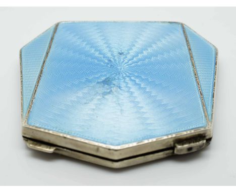 1930's Art Deco ladies HM Silver and blue enamel compact c. 1934 total weight (approx 86g)