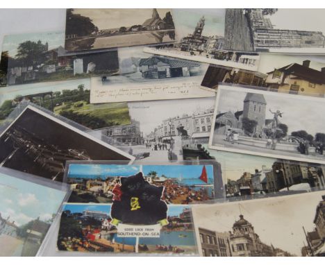Quantity of Edwardian and other vintage collectors postcards Essex related used 72 items in lot