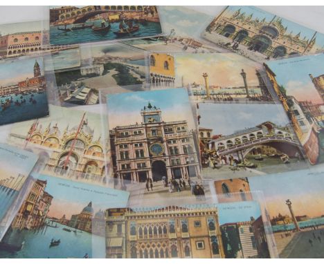 Quantity of Edwardian and other vintage collectors postcards black &amp; white and early colour Italy related 90 items in lot