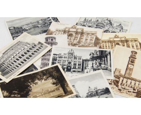 Quantity of Edwardian and other vintage collectors postcards Italy related black &amp; white and sepia 90 items in lot