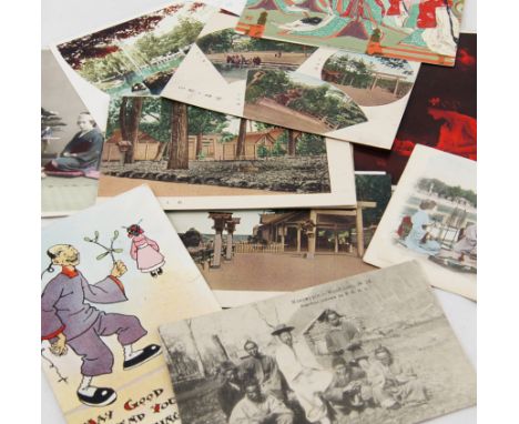 Quantity of Edwardian and other vintage collectors postcards Japan related 84 items in lot