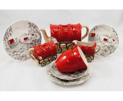 1950's period rare china tea set inspiredby the Cult TV Series Wagon Train contains teapot, milk jug, sugar bowl and eighteen