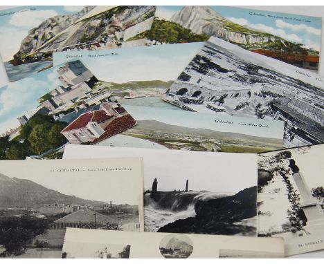 Quantity of Edwardian and other vintage collectors postcards Gibraltar related 59 items in lot