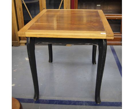 1930's Art Deco period oak draw leaf dining table with painted black legs stripped polished top upcycled by JD Designs Closed