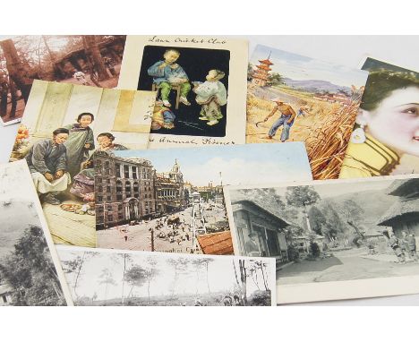 Quantity of Edwardian and other vintage collectors postcards China related 82 items in lot