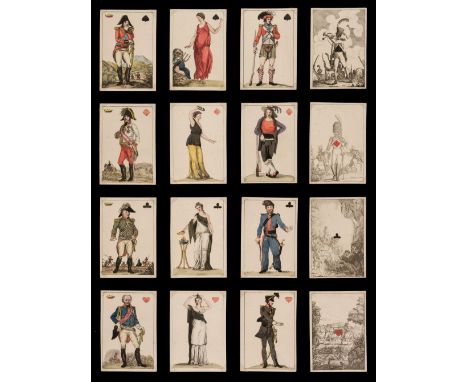 * Transformation playing cards. Karten-Almanach, Germany, Tübingen: C.F. Osiander, 1817, the complete deck of 52 lithographed