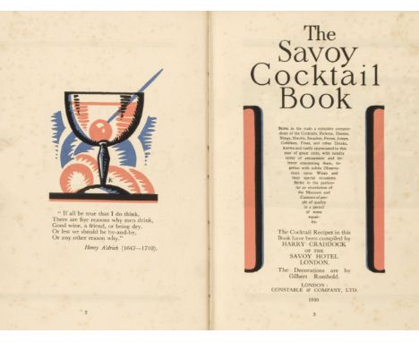 Craddock (Harry). The Savoy Cocktail Book..., being compiled by Harry Craddock of the Savoy Hotel, London, decorations by Gil