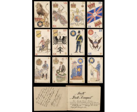 * American manuscript card game. A part-deck of an original card game 'Drill', U.S.A, Chicago: E.M. Frank, 1910, 45 (of 53) n