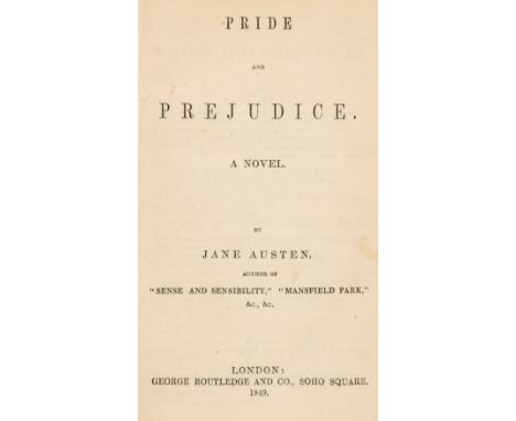 Austen (Jane). Pride and Prejudice. A Novel, London: George Routledge and Co., 1849, bound with Mansfield Park, Simms and M'I