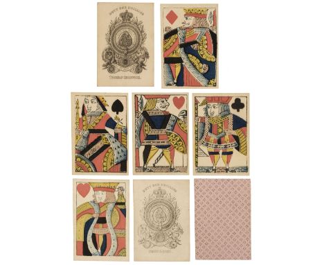 * English playing cards. Standard deck, Thomas Creswick, circa 1835, a complete deck of 52 stencil coloured wood-engraved pla