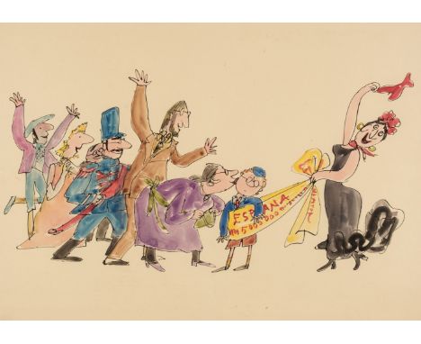 AR * Blake (Quentin, 1932-). Grimble at a Fiesta, original illustration for Grimble by Clement Freud, drawn for Jackanory, ci