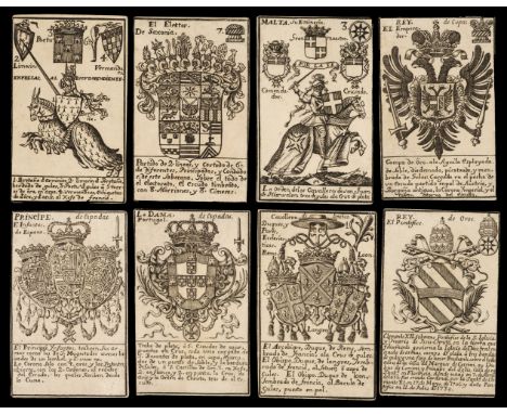 * Spanish playing cards. Juego de Armerías (Heraldry deck), Madrid: Antonio Marín, circa 1733, the complete deck of 52 engrav