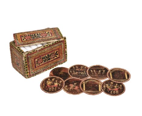 * Indian playing cards. Mogul Ganjifa, Rajasthan, 19th century, 94 of 96 (without chang 7 and barat 8, also 7 cards are from 