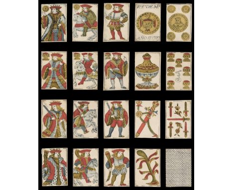 * Spanish playing cards. Spanish National pattern, Madrid: Real Fabrica de Madrid, 1787, the complete deck of 48 stencil colo