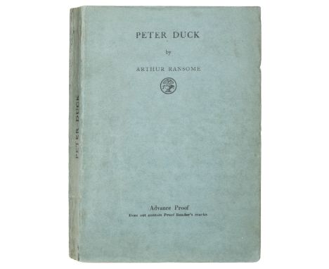 Ransome (Arthur). Peter Duck, uncorrected proof, London: Jonathan Cape, 1932, illustrations by the author, a few light crease