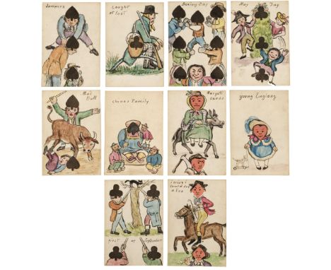 * Manuscript transformation cards. A deck of standard cards with hand drawn transformations, Hunt &amp; Sons, circa 1850, a c