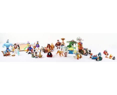 Disney series and movie figures, including, four Mattel toy story figures with backing cards and two smaller scale figures, t