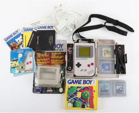 Vintage Nintendo Gameboy DMG-01 in Case with games, loose working and tested original 1989 dated Gameboy in grey, comes with 