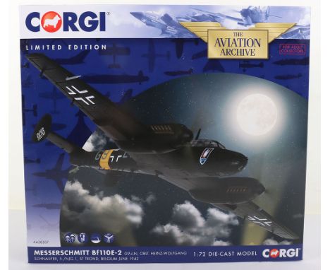 Corgi “The Aviation Archive” AA38507 Messerschmitt Bf110e-2 boxed model, model comes boxed complete with Collector card 452 o