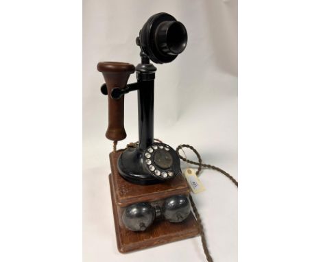 Antique candlestick telephone with bell set