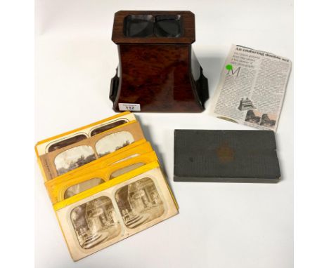 Stereoscope with 3d cards together with vintage Oriental Line playing cards within original case