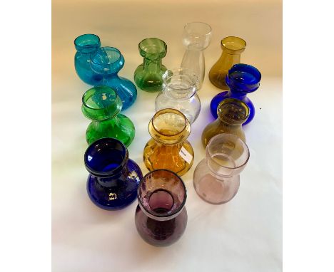 Collection of 13 vintage hyacinth bulb vases