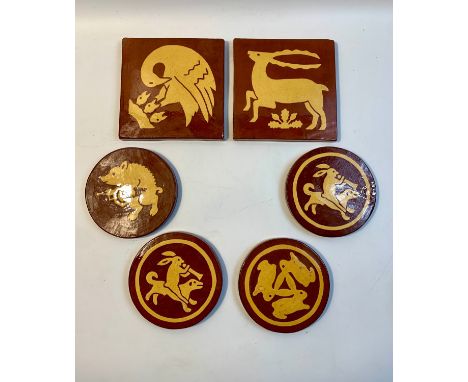Selection of Vintage pottery, plates and hand made tiles.