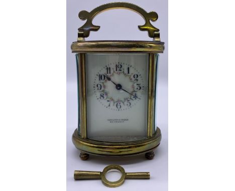 Hamilton &amp; Inches Edinburgh brass carriage clock in a working condition comes with key