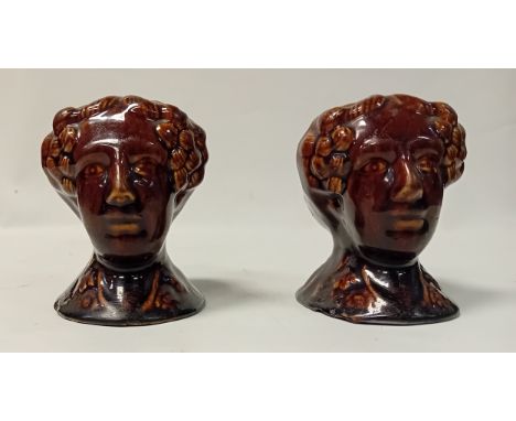 Pair of 19th Century treacle glazed figural sash window stops[14cm]