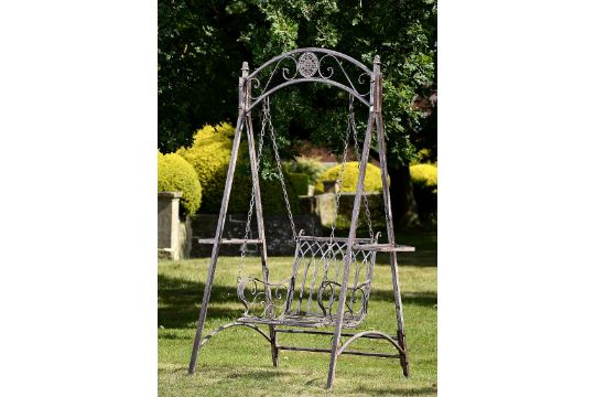 Garden Furniture A Wrought Iron Swing Seat French Mid 20th