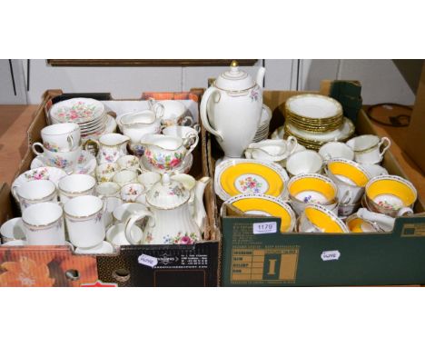 A Royal Worcester Roanoke coffee service for twelve; two Paragon part tea sets; a New Chelsea yellow ground service etc (two 