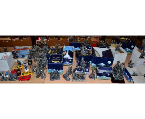A box of pewter figures including Lord of the Rings together with a further three boxes including a quantity of Methtintdour 