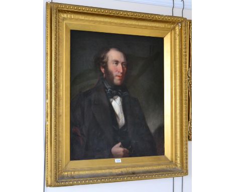 British School (19th century) Portrait of a gentleman, head and shoulders, wearing a black tie and jacket, oil on canvas