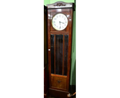 Art Deco mahogany chiming longcase clock, triple weight driven movement 