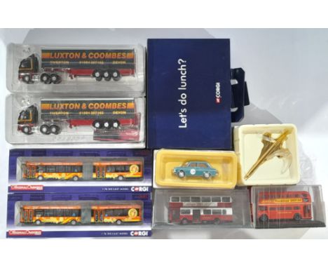 Corgi A Mixed Boxed Group to include Corgi Classics COR CS90521 Concord (Gold Plated), Corgi Roadscene CC18008 - Volvo FH &am