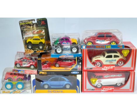 A boxed larger scale Volkswagen group to include 2x boxed Solido 1/18 scale models, 1x Q Gate model, 1x Welly RC model plus o