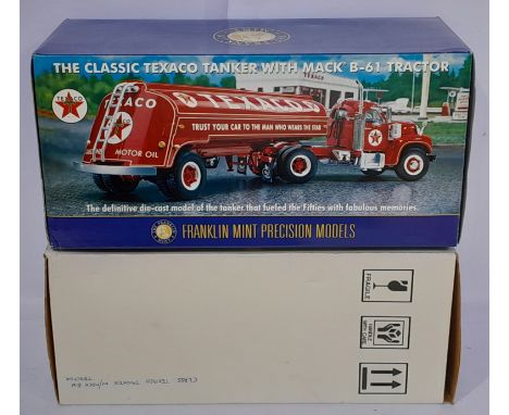 Franklin Mint a boxed 1/43 scale Classic Texaco Tanker &amp; Mack B-61 Tractor. Conditions generally appear Near Mint to Mint