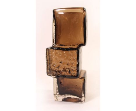 A Whitefriars Glass Drunken Bricklayer VaseDesigned by Geoffrey Baxter, decorated in the cinnamon colourway, height 21.5cmCON