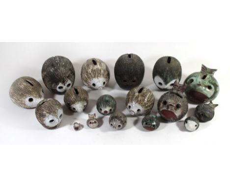 Seventeen assorted Briglin Studio Pottery animal figurinesVarious sizes and shapes, impressed marks to base, length of larges