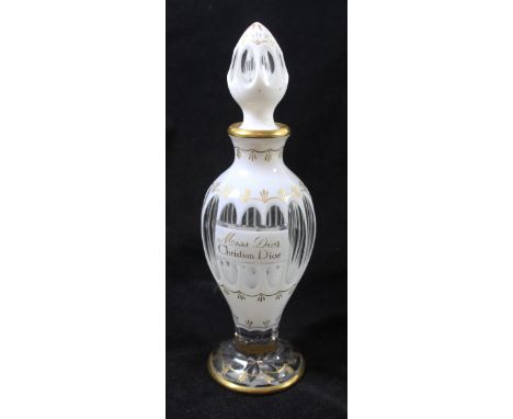 A Baccarat Glass shop display perfume bottleHaving overlay decoration with gilt highlights 'Miss Dior' for Christian Dior, si