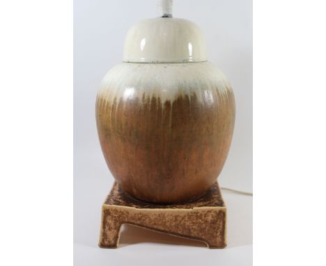 An Arts & Crafts Ruskin crystalline ginger jar table lamp on standImpressed marks to base, height excluding fitting 38cmCONDI