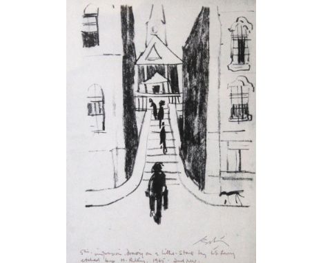 Harold Riley (b. 1934-) - ‘Figures in Street Scene’Pencil signed lithograph, 29x21cm, framedNB; ‘5th 