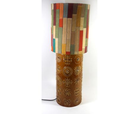 Susan Williams-Ellis for PortmerionTable lamp base of cylindrical form, decorated in the Totem pattern, complete with origina