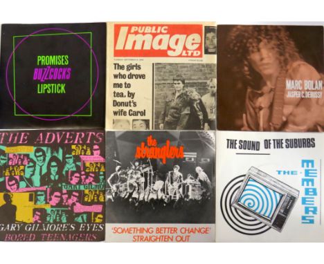 Approx One Hundred (100) 7" Vinyl RecordsVarious genres, years, contained in 2 storage cases, includes Public Image Ltd 'Publ