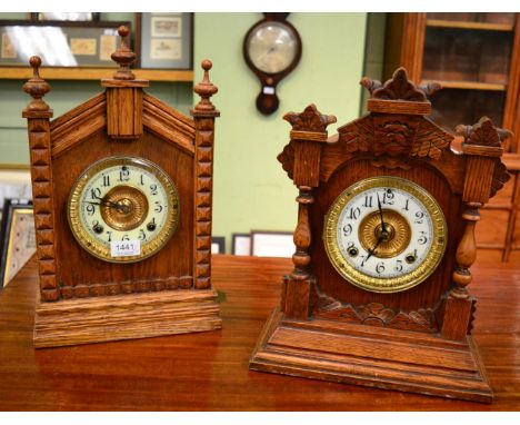 Two American Ansonia wooden mantel clocks