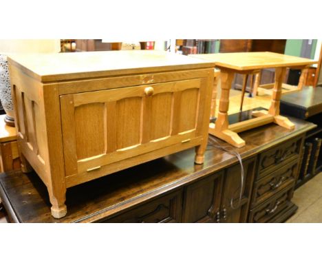 Yorkshire oak chest with hinged front panel and coffee table 